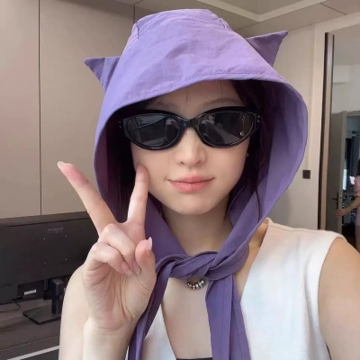 小恶魔绑带速干防晒遮阳帽薄款护耳头巾帽子可爱猫耳朵小众出游jh