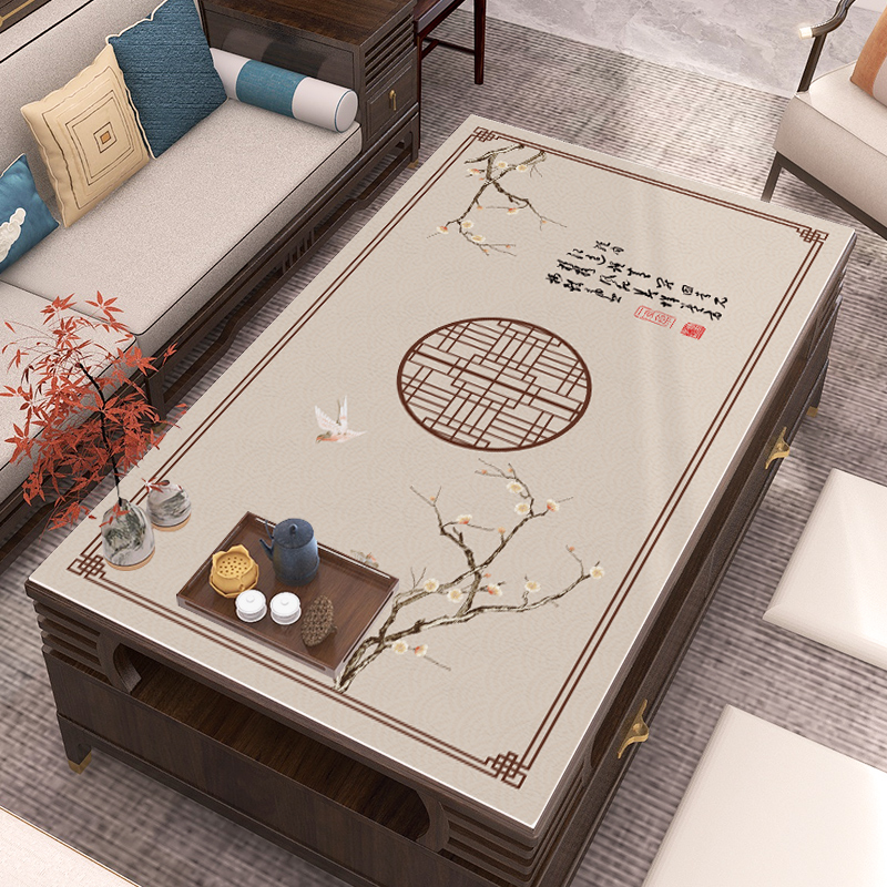 新中式客厅茶几垫桌布免洗防油防水餐桌垫复O古餐桌台布实木桌面