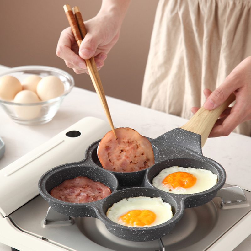 煎鸡蛋汉堡机小平底锅家用煎蛋锅多孔早餐饼锅蛋饺动W物纹模具乐