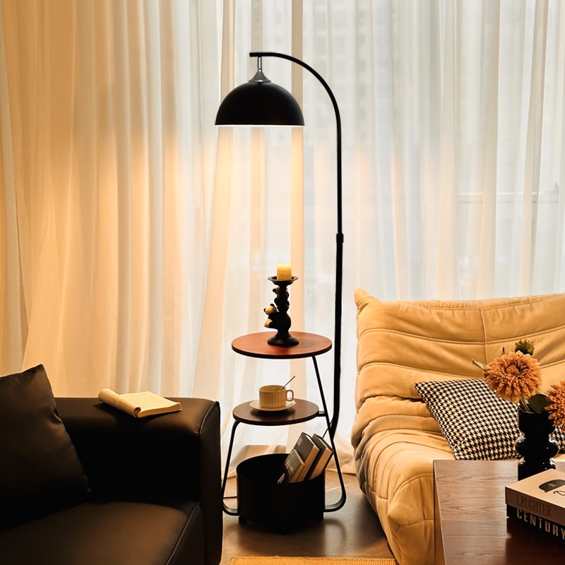 落地灯客b厅沙发边置物茶几一体北欧书房奶油风卧室床头落地台灯