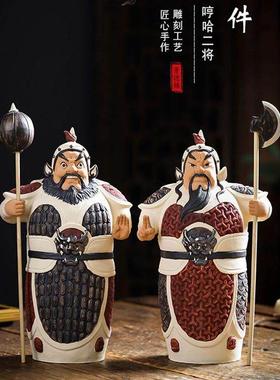 禅世万娃娃手工陶瓷雕塑饰品工艺品家居门厅饰品横河二江门神