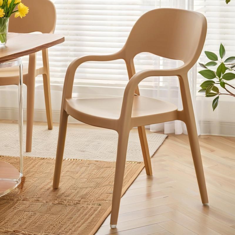塑料椅子可叠放家用加厚餐椅北欧餐厅扶手靠O背椅现代简约餐桌凳