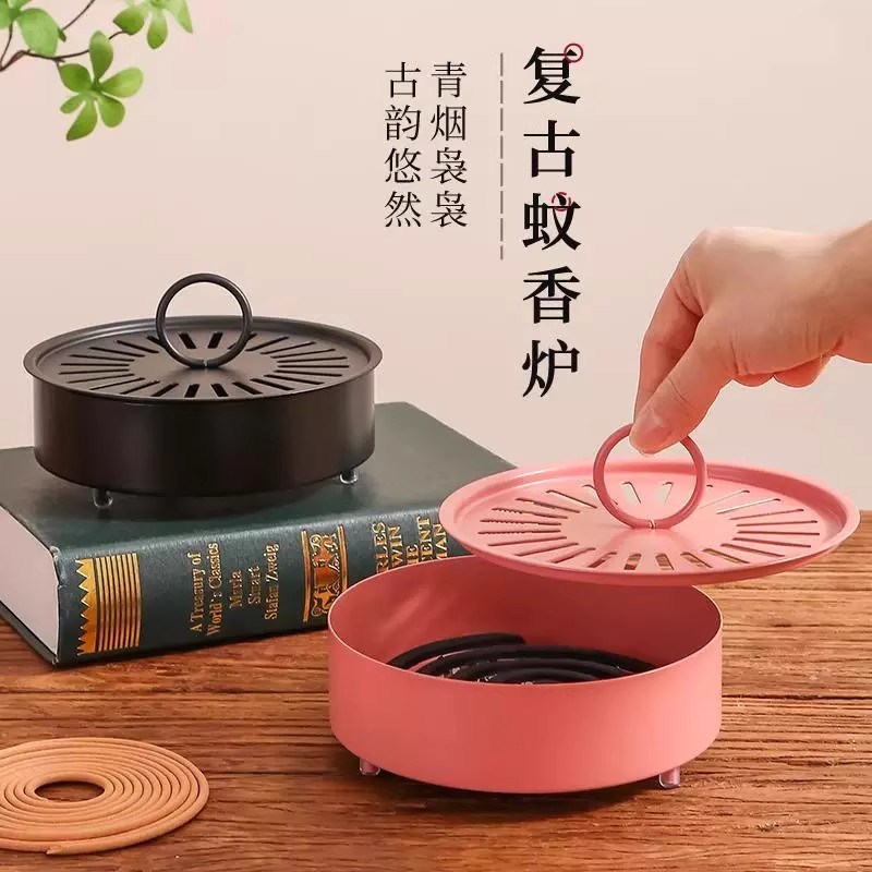 蚊香盘托不锈f钢防火防烫蚊香盒创意家用带盖接灰蚊香架檀香蚊香