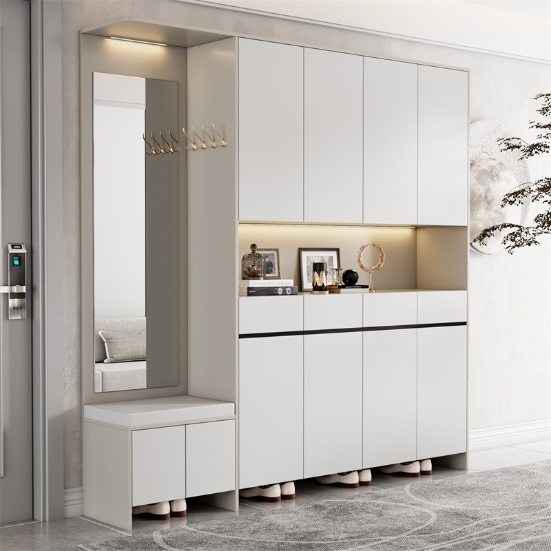 鞋柜玄关柜换鞋凳m一体到顶门厅轻奢进门家用门口入户靠墙坐凳定