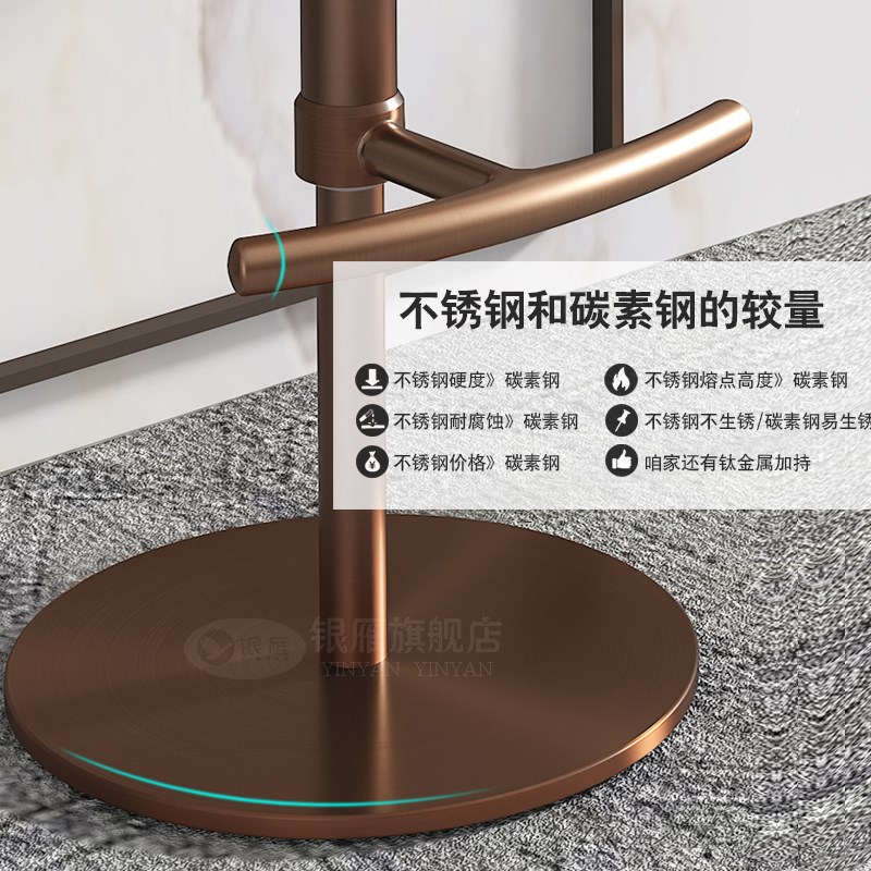 意式极简轻奢家用升n降吧台椅牛皮别墅吧椅不锈钢酒吧高脚椅吧台