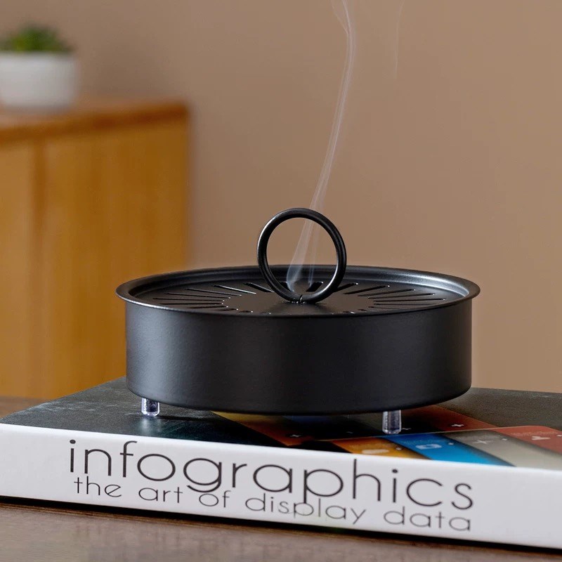 防火蚊香盒不锈钢蚊香盘托带盖除蚊盒创意接灰蚊R香支架檀香蚊香