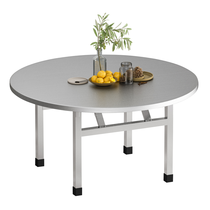 304不锈钢转盘餐n桌折叠桌子圆形酒店饭店大排档流水席圆桌面家用