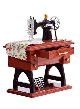 复古欧式怀旧家居饰品摆件缝纫机缝衣机八音M盒音乐盒书柜摆设礼