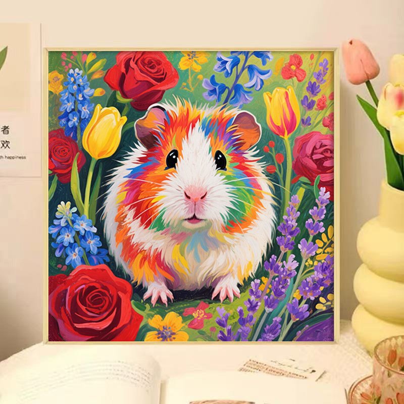 大尺寸DIY满钻钻石贴画绷框动物仓鼠手工粘贴画地摊