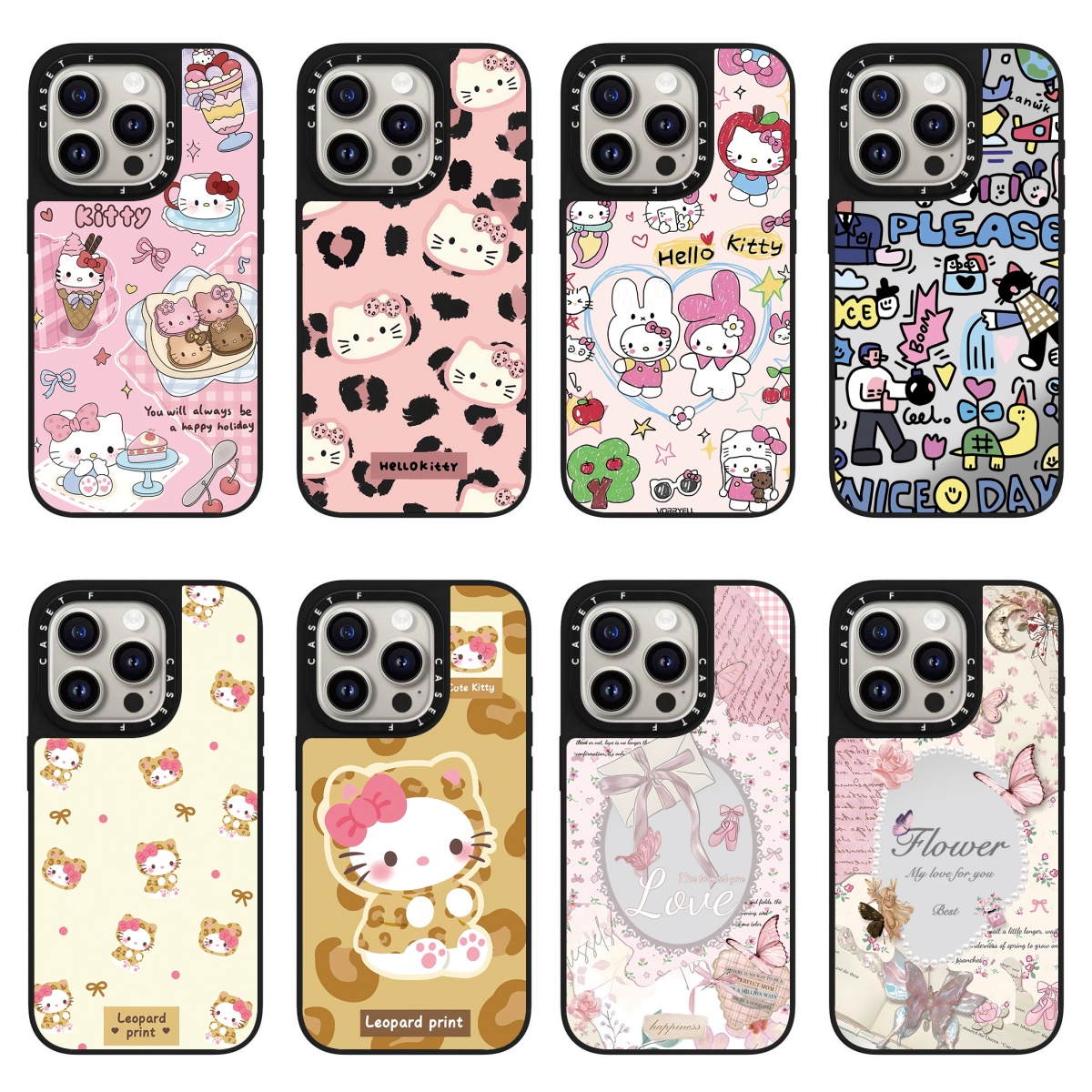 HelloKitty凯蒂猫碎花蝴蝶适用17promax手机壳iPhone16Pro苹果15可爱少女款14防摔13硬12外壳磁吸保护套镜面