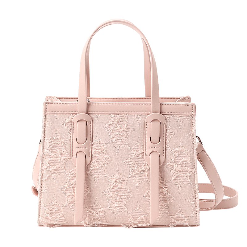 畹町提花流苏托特包女士春季新款大容量时尚通勤手提包做旧斜挎包