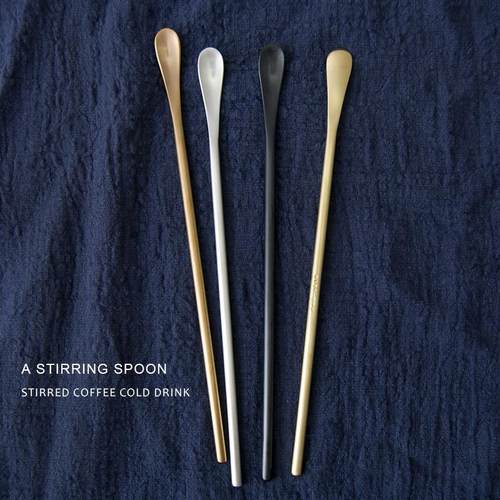日式不锈钢勺子咖啡搅拌勺韩式家用餐具长调羹汤匙拉丝长柄勺