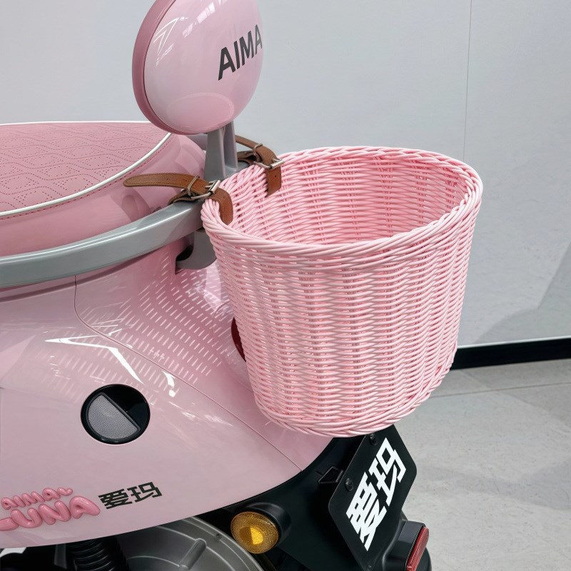 2025新款电动车后置p车筐自行车前置收纳篮放书包东西后尾挂篮储