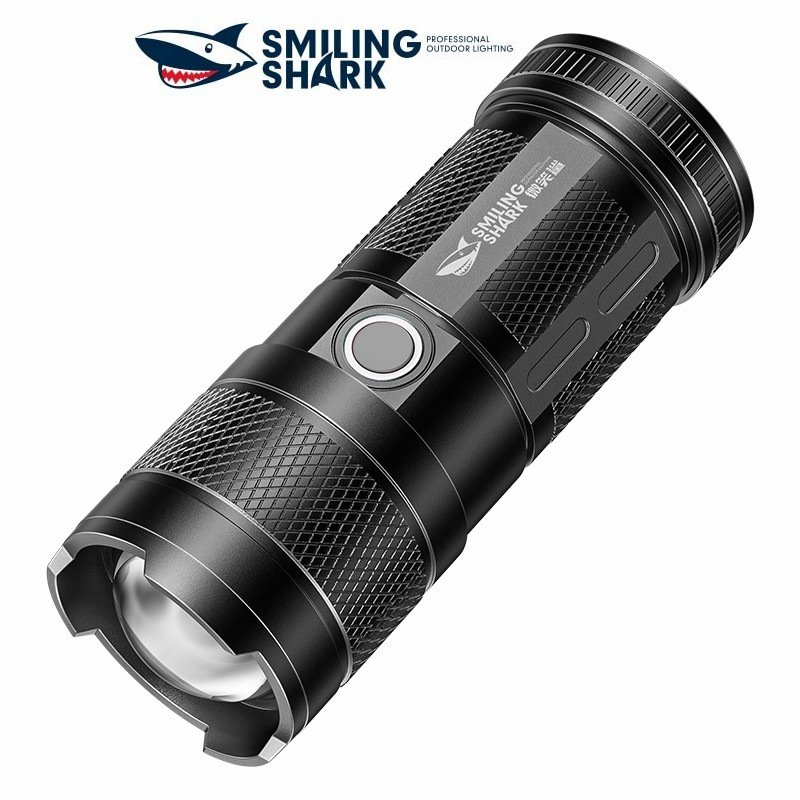 COB red   blue warning on the tail of the zoom flashlight