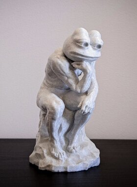 The Feeler Pepe Statue 佩佩青蛙思想家冥想雕像树脂工艺品摆件