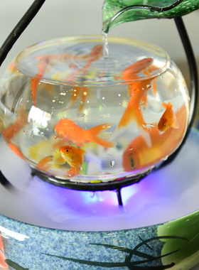 小型桌面流水喷泉客厅鱼缸加湿器招财摆件创意家S居装饰品生日礼
