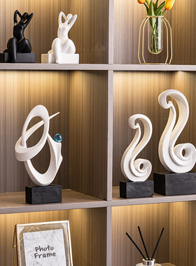 轻奢高档凤羽抽象艺术摆件家居客厅电视柜酒柜办公室X高级感装饰