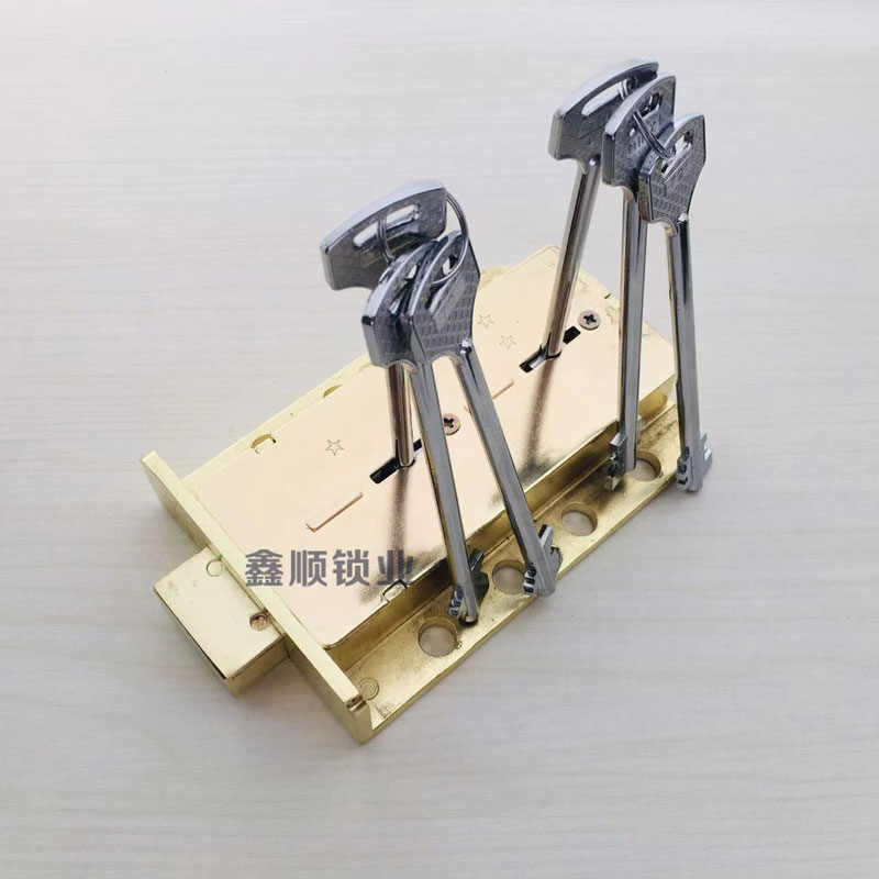 大号双孔双钥匙棋杆叶片锁金库门锁双人双切监P狱门特种作业门锁