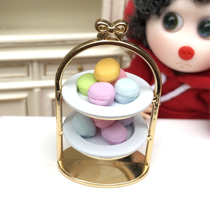 12分8分GSC道具1:12娃娃屋dollhouse迷你模型OB11金属蛋糕架+盘子