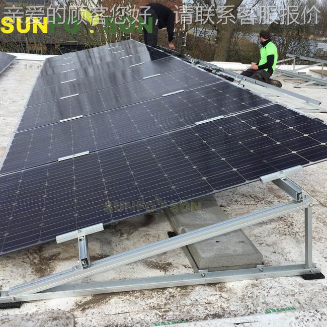 平屋顶安装阳SFS-FR-0能板铝合金材质三太角光架 预装伏支组架