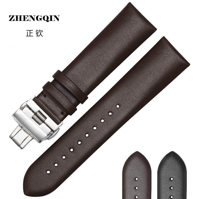 VETOO 平纹真皮表带蝴蝶扣 适配阿玛尼男款手表 ar397 389 1648等