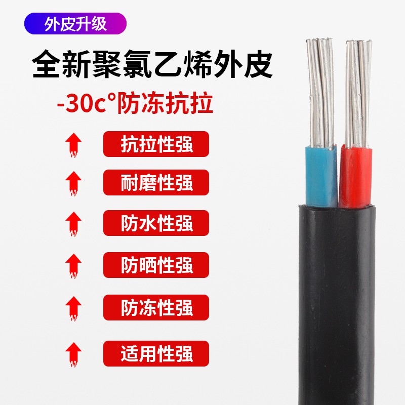 国标2芯铝芯家用户外电缆线r电线4 6 10 16 25平方双芯铝线护套线