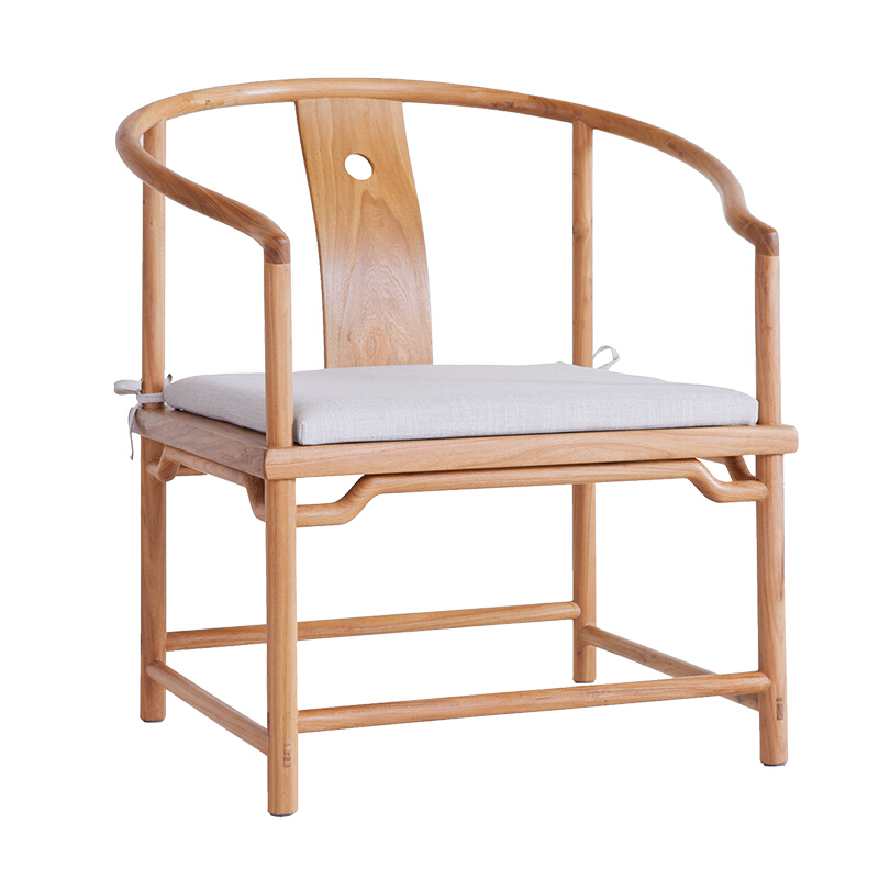 新中式椅a子圈椅简约靠背椅现代中式老榆木椅子禅意茶椅家用原木