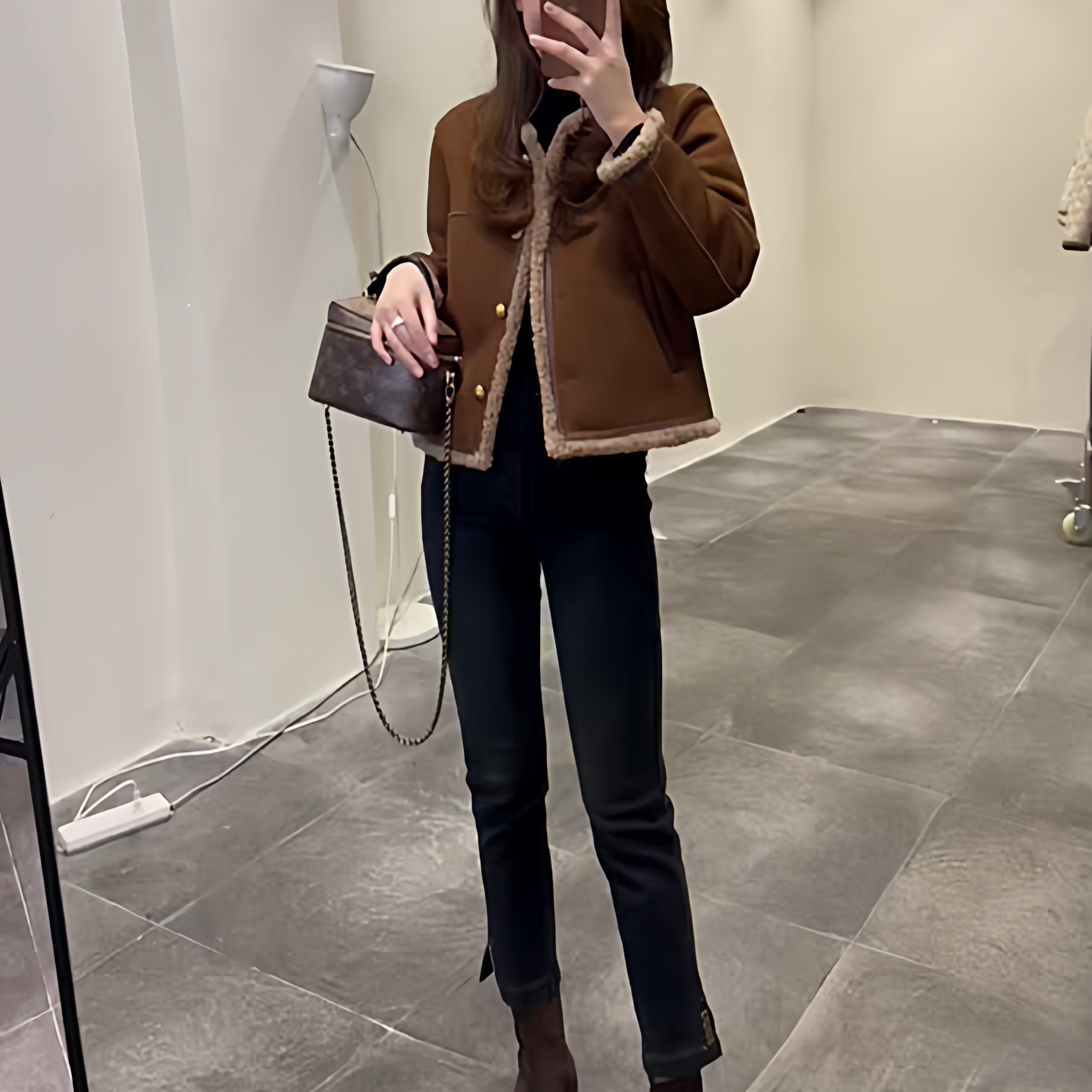 小香风羊羔毛外套女2025新款小个