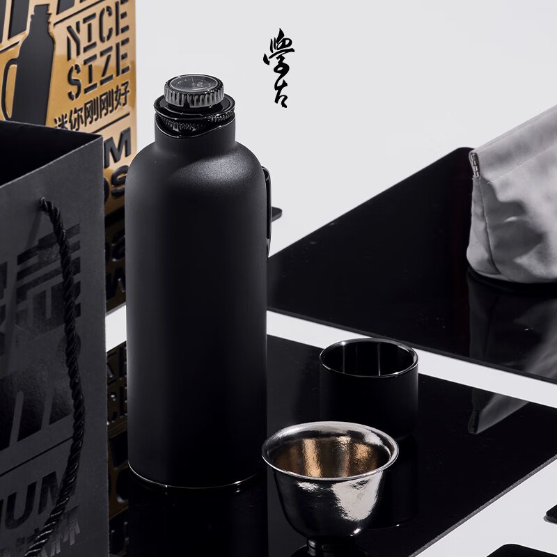 学古传家壶迷你黑套装钛杯束口袋滤茶器可携式595ml焖茶保温杯