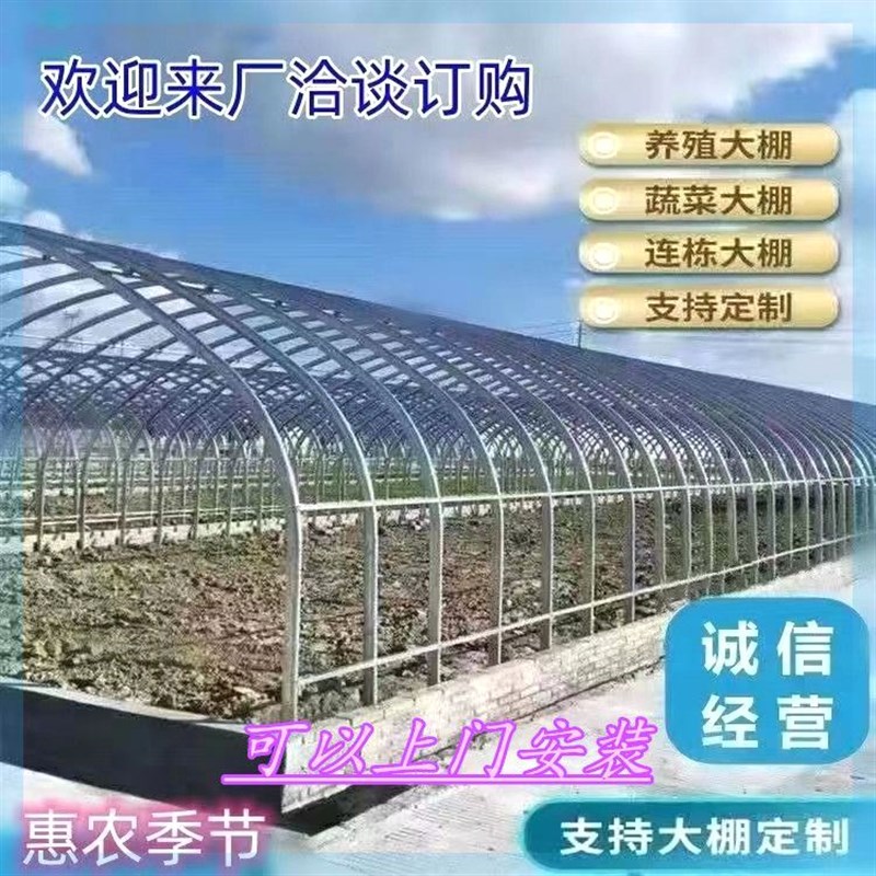 温室钢架大棚骨架种植拱棚养殖棚冷暖连体栋棚镀锌圆管全套一整套