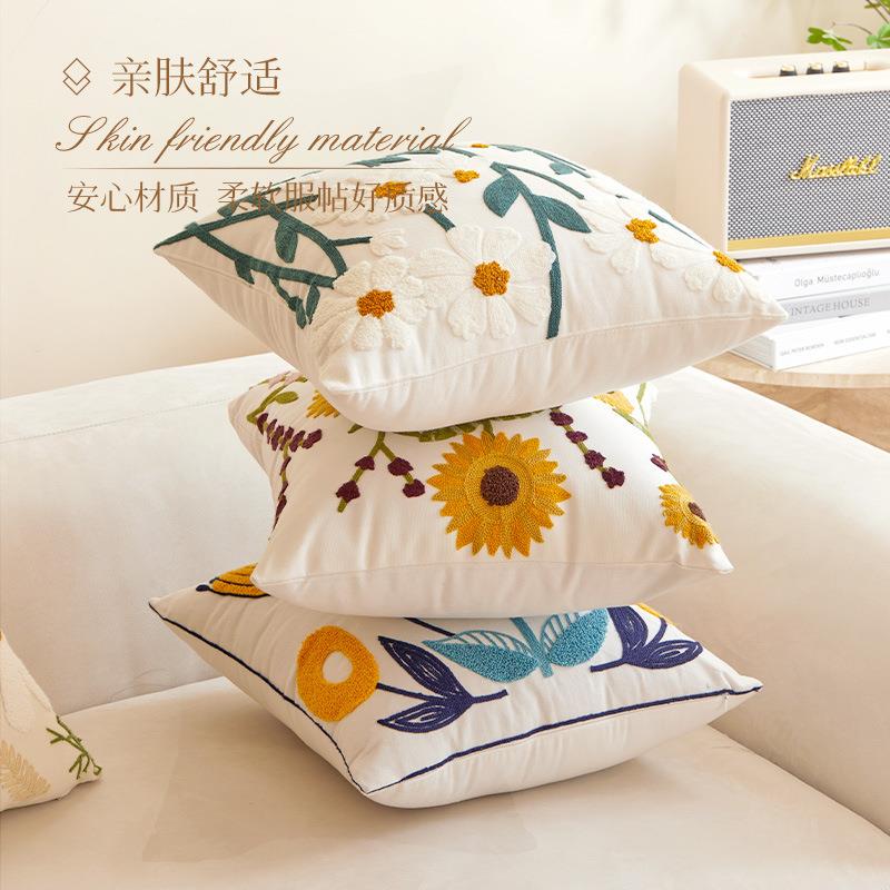 新款花朵抱枕靠垫靠枕腰枕法式抱枕套沙发北欧不含芯客厅纯棉飘窗