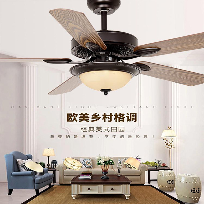 新款风扇灯吊扇灯美式家用餐厅客厅复古风扇吊灯静音吊扇电扇灯