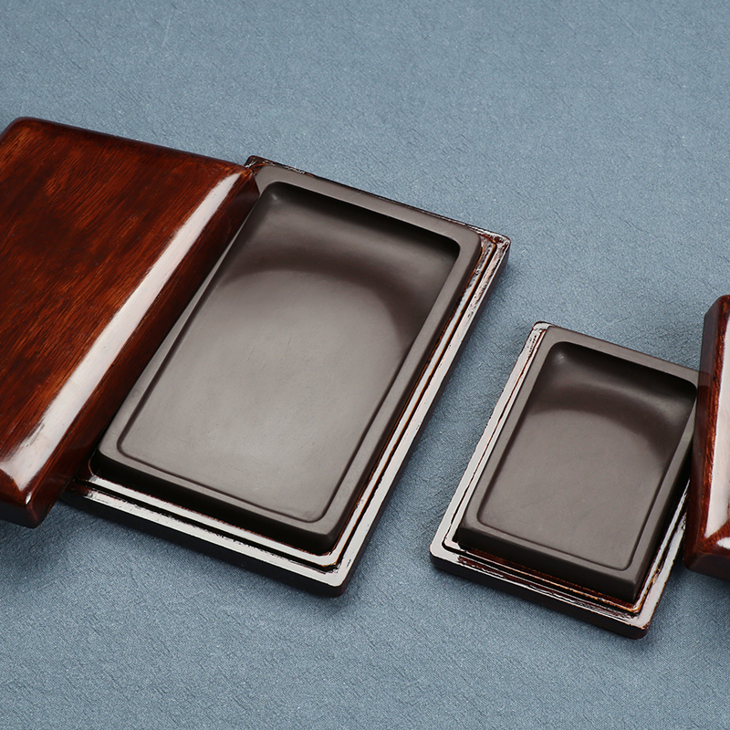 肇庆端砚砚台原石料4寸/6.5寸研墨砚台带盖密封书法研台磨墨条台