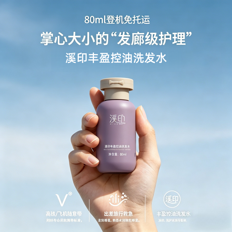 溪印丰盈控油洗发水蓬松清爽旅行装便携装旅游洗护沐套装小瓶