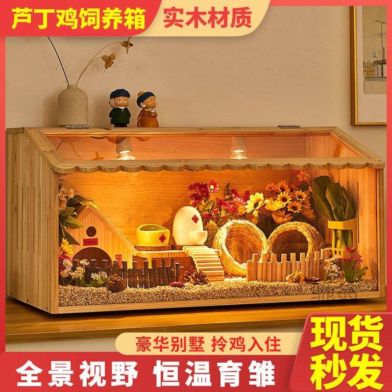 麓f芦丁鸡饲养箱观赏全套造景小木屋别墅房子保温宠物用品小鸡箱