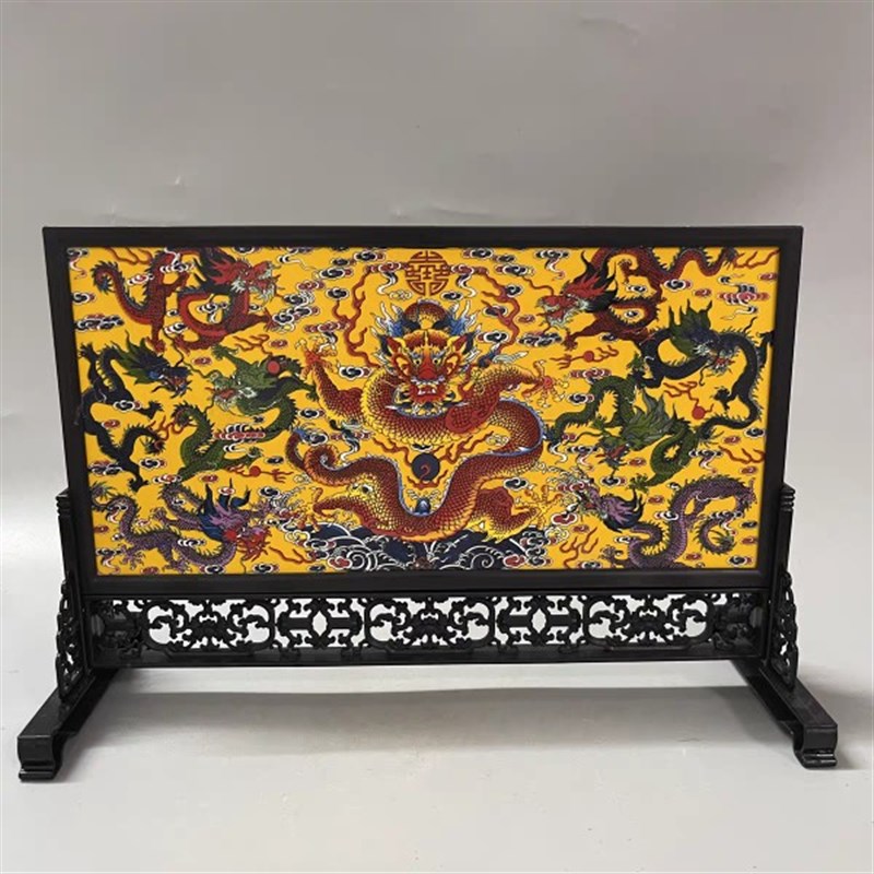 仿古瓷器宫廷风格瓷板画屏风家装客厅办公室摆件工艺品古玩收藏品