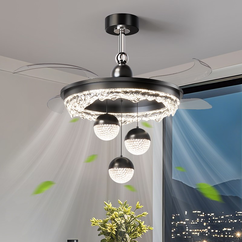 惠普吊扇灯吊扇灯隐形饭厅吊灯2A025新款轻奢高级感意式极简卧室