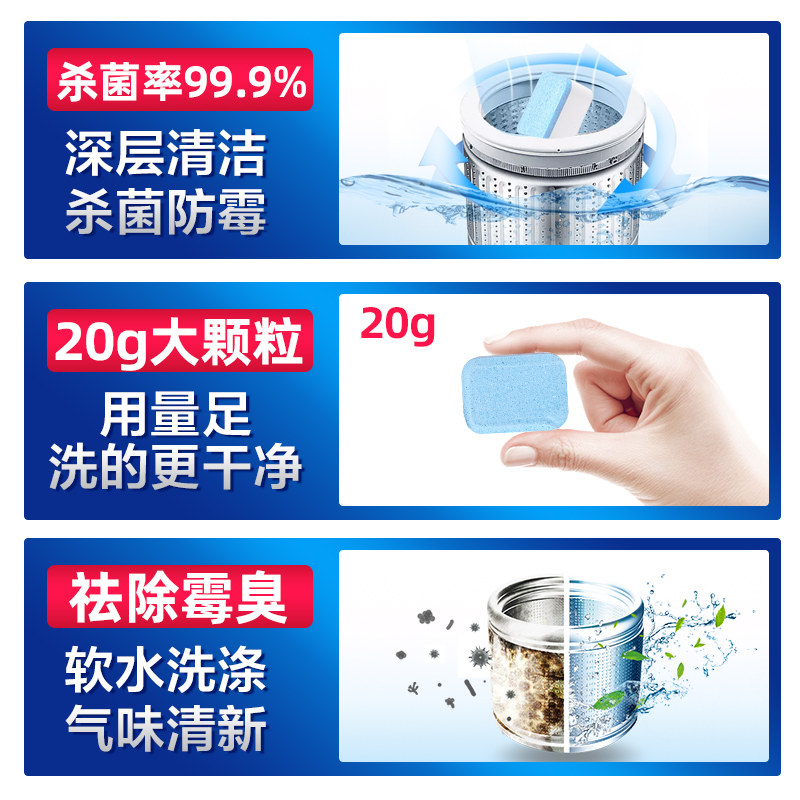 绿伞洗衣机清洗剂泡腾清洁片机槽滚筒式消毒杀菌清洁除垢污渍神器