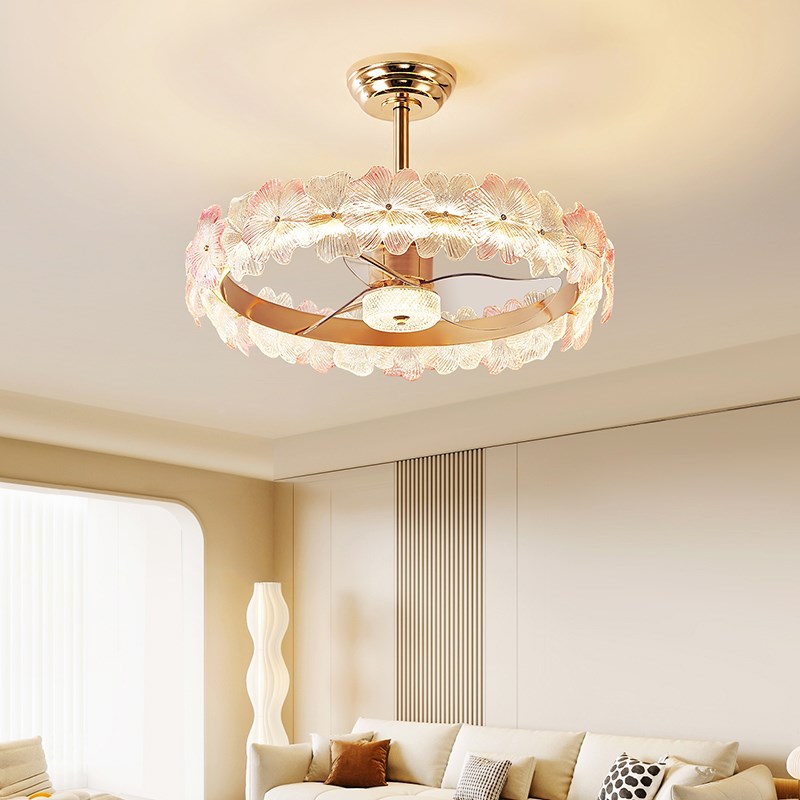 客厅风扇灯轻奢大气水晶灯风大静音客厅主灯现代简约护眼灯具665J