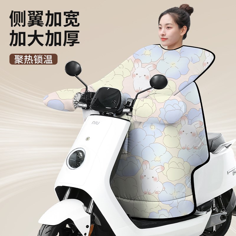 2024新d款电动车挡风被冬季加绒加厚双面防水防寒风挡电瓶车防风