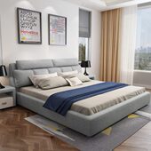 布艺床可拆洗主卧现代简约布床1.8米双人床榻榻米床婚床储物软床