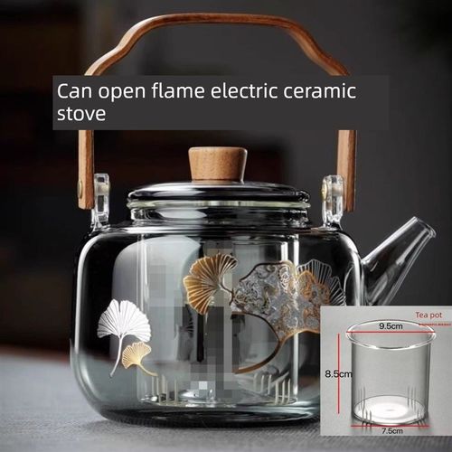 保健壶纯玻璃单壶第四代炉提茶壶玻璃茶壶竹柄提梁壶保健壶