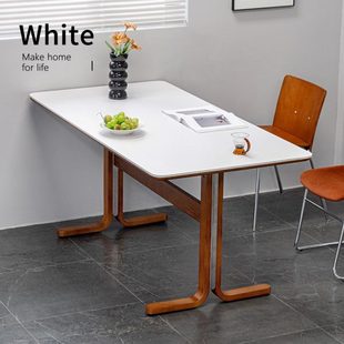 方桌复古板吃饭白简约关于户型桌子小现代岩餐桌北欧家用客厅轻奢