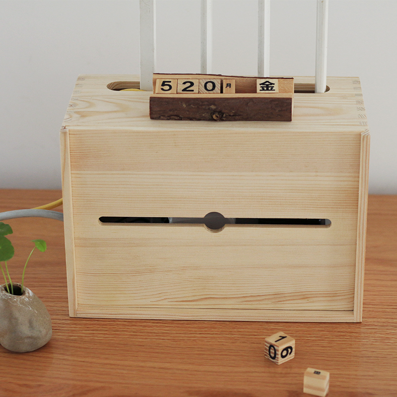 电线插座收纳盒插排理线盒电源实木桌面插线板箱wifi路由器集线盒