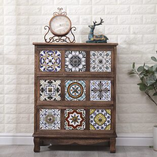 彩绘柜子实木客厅斗柜抽屉式收纳柜卧室储物柜立式多层阳台木柜子