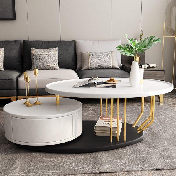 古宜轻奢茶几大小户型茶台家用北欧迷你创意圆形客厅家具现代简约