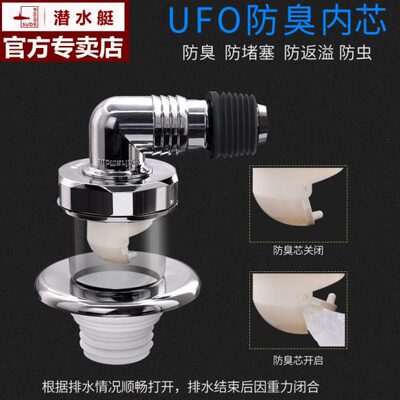 潜水艇洗衣机地漏防臭专用接头三通下水管防溢水密封地漏內芯xsw8