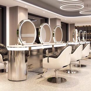 新款美发店镜子发廊专用高端单双面理发大镜台带灯剪发烫染镜定制