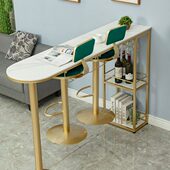 北欧岩板吧台桌家用靠墙酒架一体高脚桌椅组合客厅隔断简约小吧台