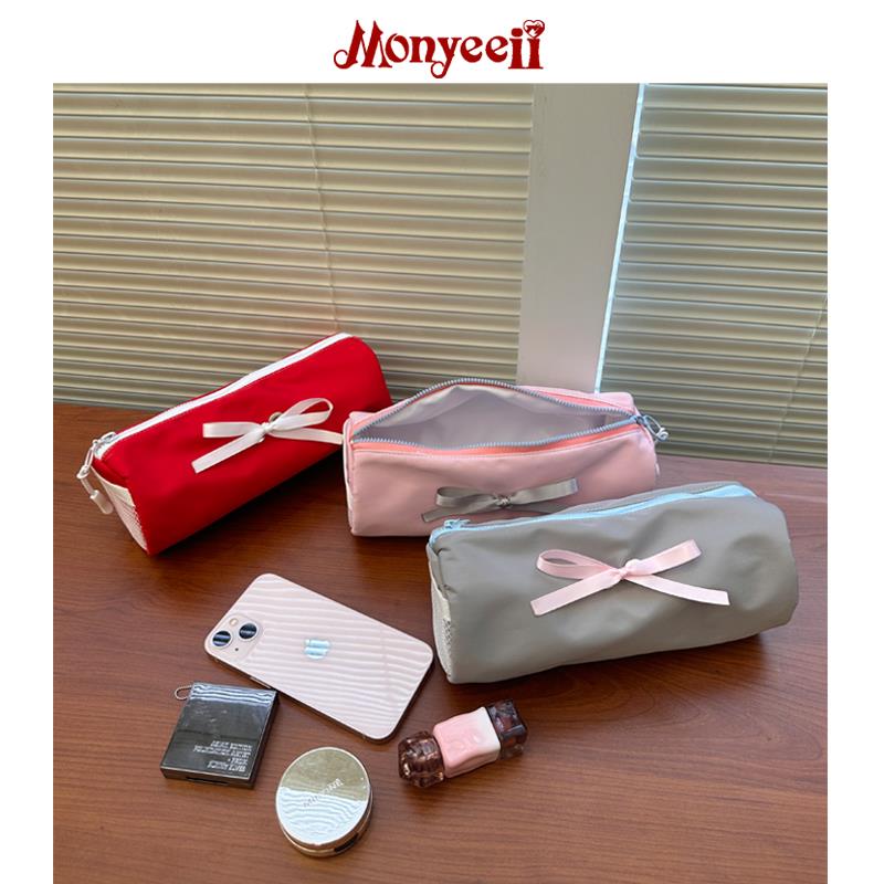 Monyeeii梦野「Ball」蝴蝶结设计ins圆筒大容量笔袋化妆刷收纳包